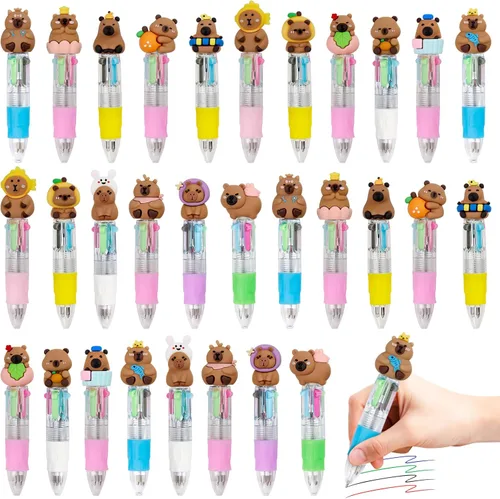 Vista 14 de CZWZ 8 piezas de bolígrafos de cuentas navideños, bolígrafos de plástico con cuentas y cuentas de silicona multicolor, bolígrafos navideños