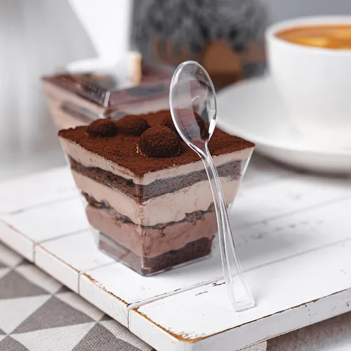 Vista 4 de Paquete de 100 mini tazas de postre de 4 onzas con cucharas, cuenco
