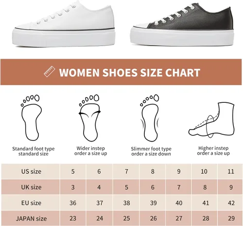 Vista 6 de Rominz Zapatos deportivos de plataforma para mujer, de piel sintética, con cordones, ligeros, cómodos, clásicos, informales, sin cordones, zapatos