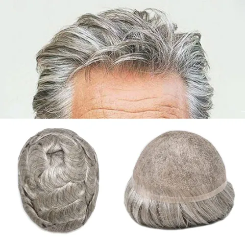 Vista 32 de Men Toupee Hairpiece Human Hair System Mens Hair Piece Bleached Knot Full Lace Toupee For Men Protesis Capilar Mens Toupee 6X8 1# Jet Black 100%