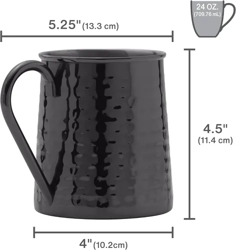 Vista 2 de Houdini Taza de bar martillada de 24 onzas – Taza de acero inoxidable negro para bebidas frías para cerveza, sidra, soda y agua – Taza de bar
