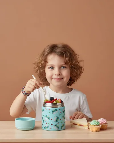 Vista 2 de Termo de sopa de 10 onzas para alimentos calientes, tarro de alimentos aislado para niños con cuchara, boca ancha, contenedor de almuerzo de acero