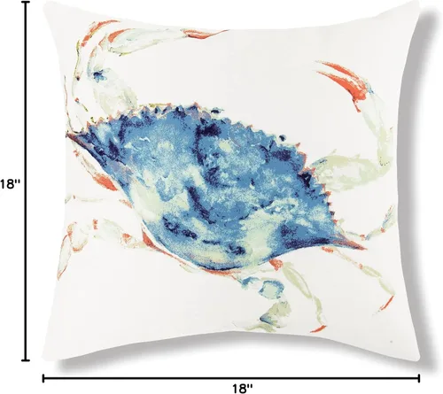 Vista 4 de C&F Home Marino Crab - Almohada para interiores y exteriores, 18 x 18 pulgadas, color blanco