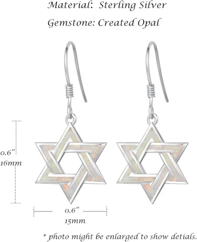 Vista 2 de FANCIME Collar de plata de ley con ópalo de fuego aretes colgantes pulsera de Danity piedra natal de octubre joyería fina para mujer