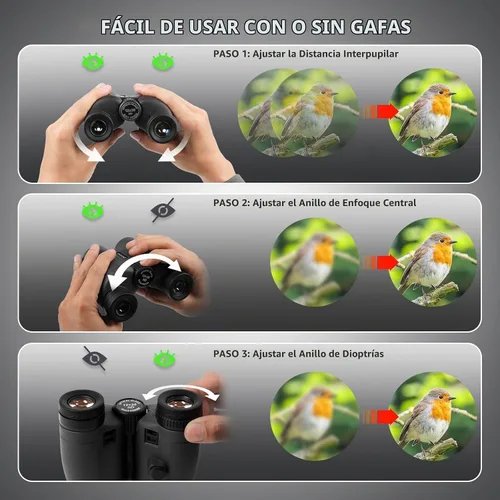 Vista 5 de Prismáticos compactos de 12 x 30 para adultos y niños, observación de aves