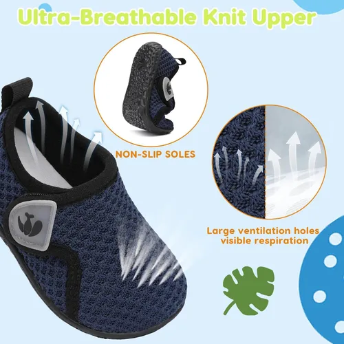 Vista 4 de FEETCITY Zapatos de bebé para niños y niñas, zapatos de primera caminata, zapatos de cuna, transpirables, ligeros, sin cordones