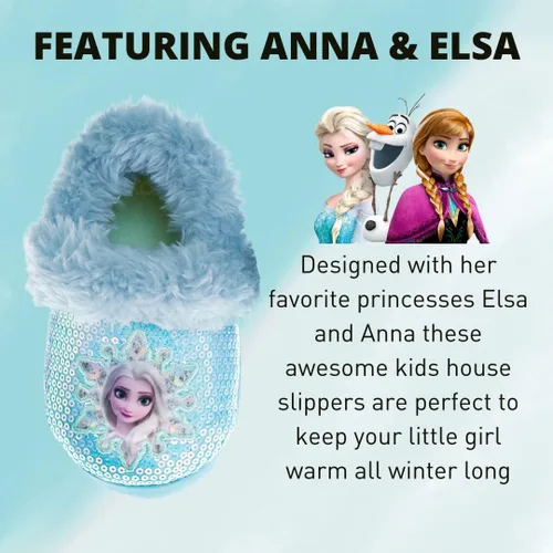 Vista 2 de Disney Frozen 2 Elsa and Anna - Pantuflas de felpa ligeras cálidas cómodas suaves y cómodas para la casa bebéniño pequeño