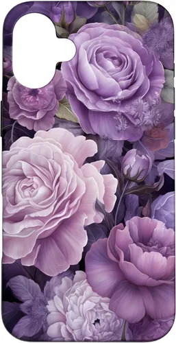 Vista 23 de Elegant Blush Pink And Purple Vintage Floral Rose And Peony Case for iPhone 16
