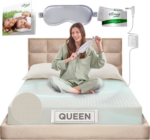 Vista 23 de Sábanas de Ajuste con Conexión a Tierra ECOHEAL Tamaño Queen con 12% Fibra de Plata & 4% Seda & 84% Algodón - Gris - Sábana Conectada a Tierra