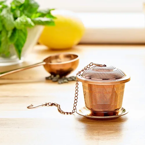 Vista 4 de Oro rosa - Infusor de té + cuchara de té mediana