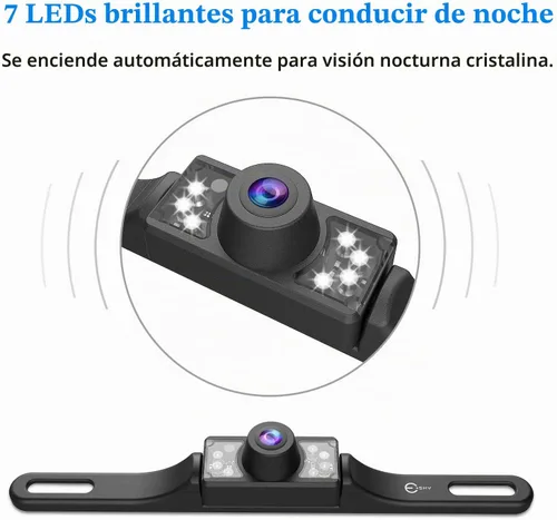 Vista 2 de Cámara de visión trasera con 7 LED de infrarrojos de alta definición visión nocturna impermeable ángulo de visión amplia de color placa de automóvil