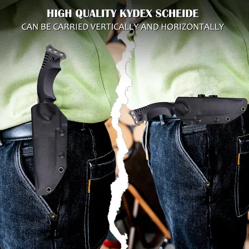 Vista 8 de Cuchillos de hoja fija con vaina cuchillo de espiga completa para supervivencia cuchillo de cinturón de campamento 9.25 pulgadas (funda kydex)