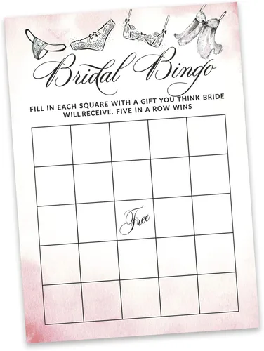 Vista 2 de 50 tarjetas de juego de bingo de lencería para despedida de soltera, boda, despedida de soltera, a granel, cuadrado en blanco, ideas de regalo