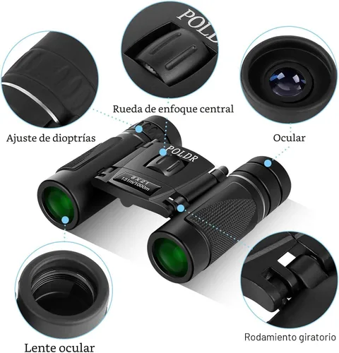 Vista 3 de POLDR 8x21 Binoculares pequeños, compactos y ligeros para adultos y niños, para observación de aves, viajes y turismo. Binoculares mini de bolsillo