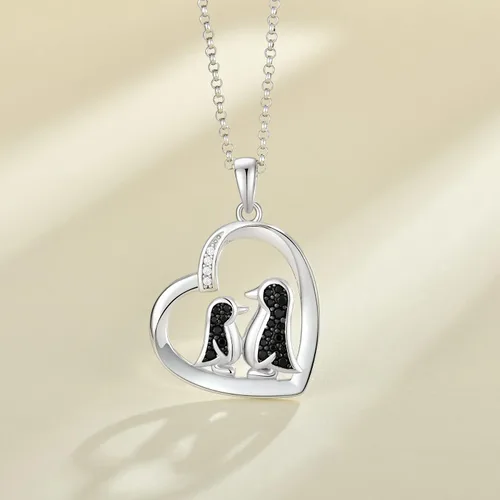 Vista 3 de JO WISDOM Collar de pingüino, plata de ley 925 con circonita cúbica y colgante de pingüino