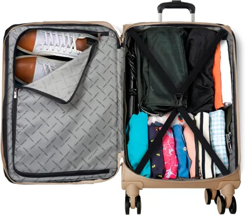 Vista 3 de Vince Camuto - Carrito rígido extensible y ligero con ruedas giratorias dobles, Bronceado, 2 Pc Set (2024)