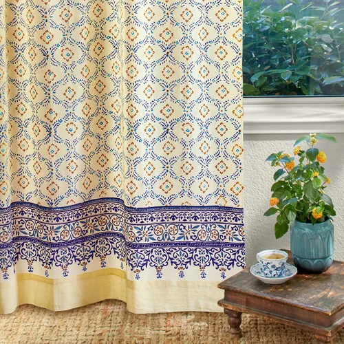 Vista 40 de Panel de cortina transparente blanco y dorado con alzapaños, 100% gasa de algodón, con pestaña superior o bolsillo para barra para decoración