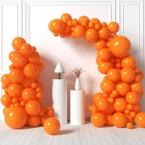 Vista 4 de Globos color naranja, 60 globos de látex mate de 12 pulgadas para Halloween, cumpleaños, Acción de Gracias, baby shower, unisex para adultos