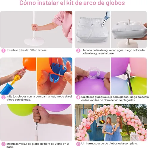 Vista 3 de Kit de arco de globos, marco de soporte de arco de globos de 7.4 pies con base: para decoración de bodas, baby shower, fiestas de cumpleaños