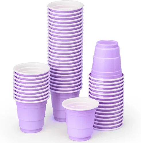 Vista 7 de xo, Fetti Vasos de chupito de plástico azul + blanco – 50 vasos desechables mate de 2 onzas Decoraciones de despedida de soltera, vasos