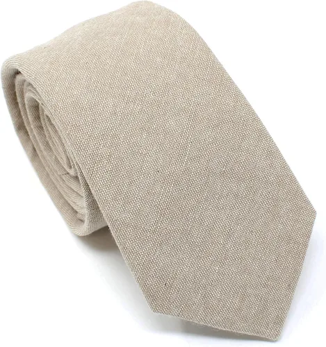 Vista 4 de Corbata delgada de algodón cambray para hombre, estilo desgastado texturizado - 2 1/2 pulgadas de ancho