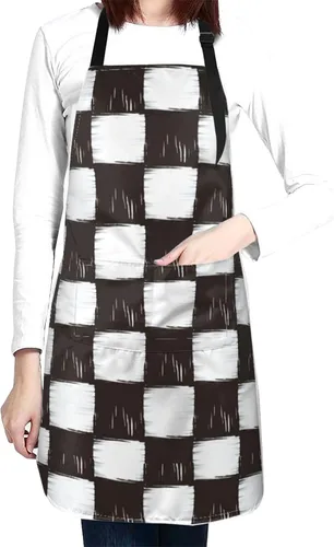 Vista 21 de Waterproof Apron For Adults Chef Bib With 2 Pockets For Kitchen Cooking Baking Garden Crafting Drawing Mujer negra afroamericana