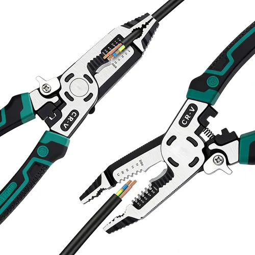 Vista 4 de Herramienta Pelacables 10 en 1, Cortadores de Cables Multifuncionales CR-V de Servicio Pesado, Pelacables Crimpador de Herramienta Eléctrica