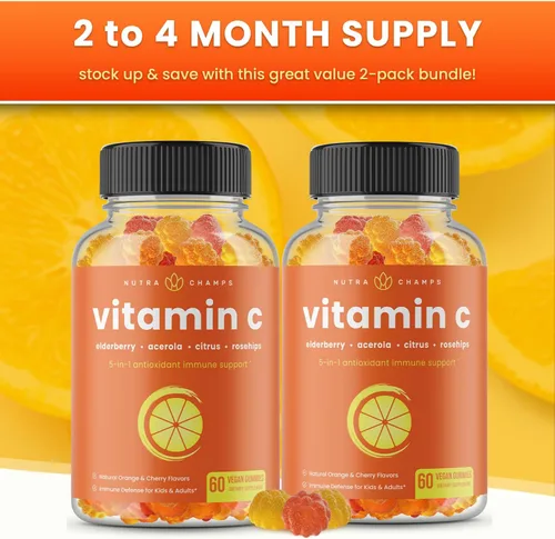 Vista 8 de NutraChamps Paquete de 2 gomitas de vitamina C y gomitas de saúco