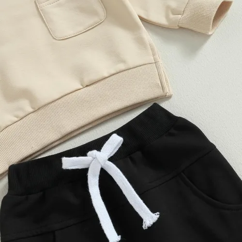 Vista 5 de Conjunto de sudadera de manga larga con cuello redondo y pantalones deportivos para bebés, ropa de invierno para bebé