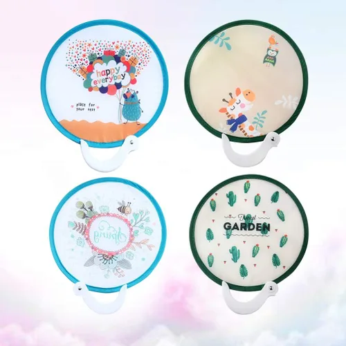 Vista 7 de NUOBESTY Ventilador plegable de mano redondo de estilo japonés, ideal para decoración de bodas, cumpleaños, 4 piezas