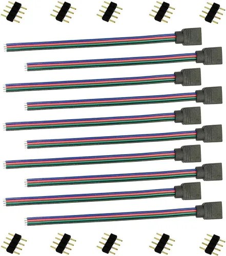 Vista 5 de 10 tiras LED de 4 clavijas con conector hembra para SMD 5050 3528 2835 Flexible RGB LED - 15 cm / 6 in
