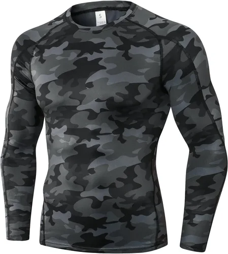 Vista 24 de SPVISE Compression Shirt Men Long Sleeve Workout Gym Shirts Baselayer Top Negro