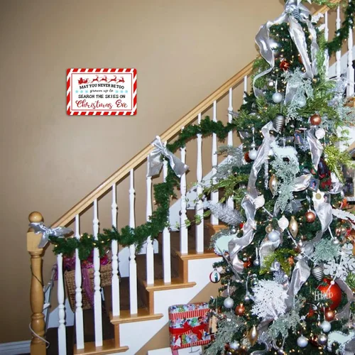 Vista 5 de YOTQUULKI Divertido letrero de lata de Navidad con texto en inglés «May You Never Be Too Grown Up to Search the Skies on Christmas Eve», letreros
