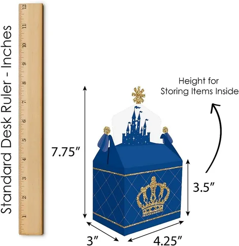 Vista 6 de Big Dot of Happiness Royal Prince Charming – Caja de regalo para fiestas – Baby Shower o fiesta de cumpleaños – Cajas de regalo – Juego de 12