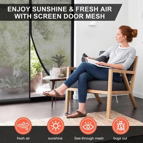 Vista 3 de Puerta mosquitera magnética: se adapta a puertas de hasta 32 x 80 pulgadas. Malla de puerta mosquitera de alta resistencia con cierre magnético