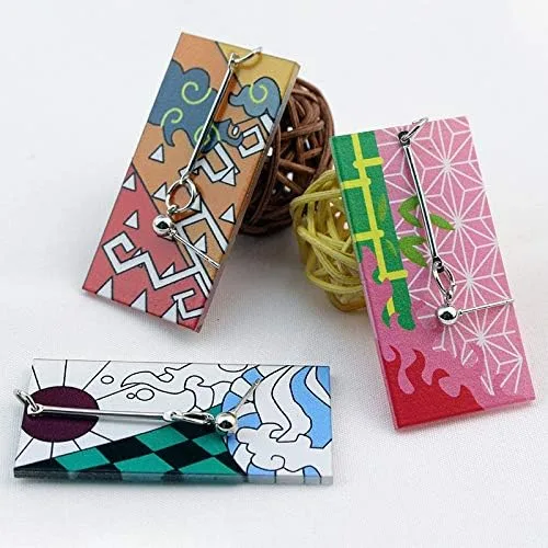 Vista 5 de Juego de pendientes Tanjiro de cazador de demonios y pulsera Tanjirou Kamado Anime Cosplay Prop