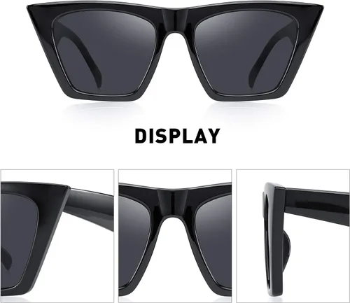 Vista 3 de Gafas de sol cuadradas vintage para mujer, diseño de ojo de gato pequeño