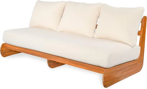 Vista 5 de Christopher Knight Home Poppy - Sofá de madera de acacia para exteriores de 3 plazas con cojín, sofá de madera para patio con cojín, cómodo sofá