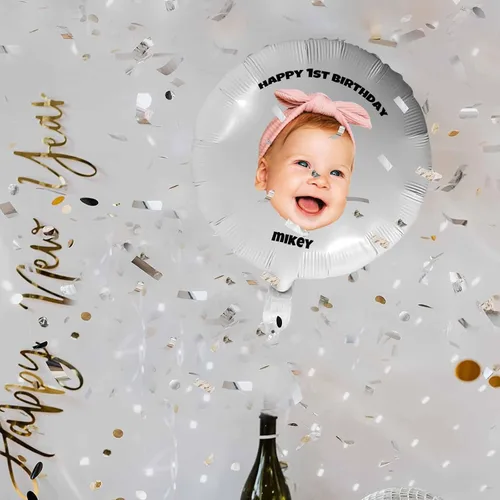 Vista 5 de Globo personalizado con cara, fotos personalizadas, globos de feliz cumpleaños, globos con nombre personalizado para regalos de fiesta de aniversario