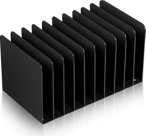 Vista 14 de Suzile Organizador de archivos de escritorio de metal, 10 compartimentos, clasificador de archivos vertical, negro, 10.63 pulgadas de largo x 5.79