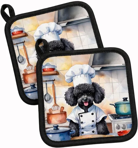 Vista 134 de Caroline's Treasures Coton de Tulear El Chef Par de Agarraderas de Ollas de Cocina Resistentes al Calor Juegos de Agarraderas de Ollas Almohadillas