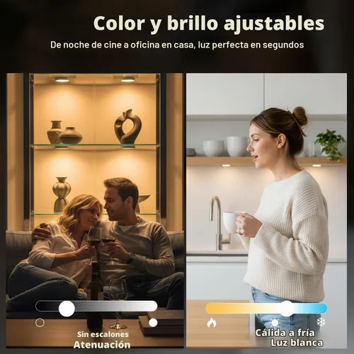 Vista 2 de Cefrank - Luces LED inteligentes de disco, paquete de 6, iluminación WiFi