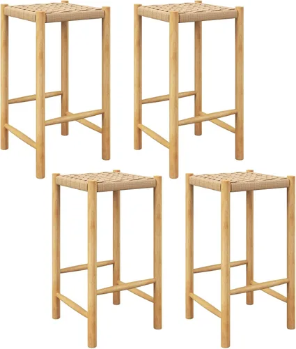 Vista 11 de Giantex Juego de 2 taburetes de madera, sillas bohemias sin espalda de 18 pulgadas de alto con patas de madera de goma, carga máxima de 330 libras