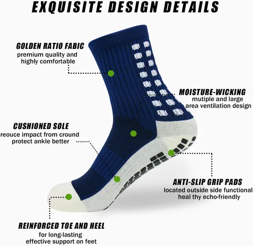 Vista 2 de YUFREE SUN Calcetines de agarre de fútbol para hombre, jóvenes, atléticos, antideslizantes, para fútbol, baloncesto, hockey, rugby, 4 pares
