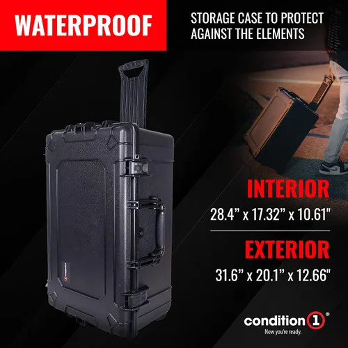Vista 2 de Condition 1 Funda de viaje rígida impermeable de 31 pulgadas XL con ruedas, espuma y asa, de plástico portátil con bloqueo para cámara, electrónica