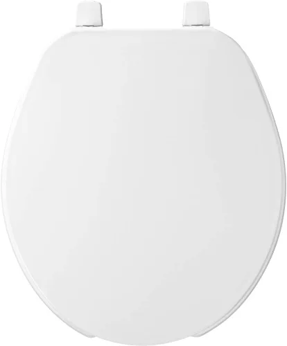 Vista 2 de BEMIS 75 Commercial Open Front Plastic Toilet Seat, Heavy Duty Industrial Seat with Lid, Round, White