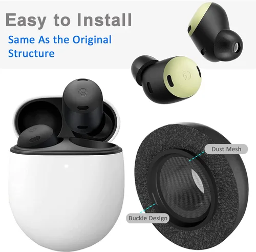 Vista 4 de (3 pares) Miimall Compatible con Google Pixel Buds Pro Ear Tips, puntas de espuma viscoelástica de repuesto suaves para Google Pixel Bud Pro 2022