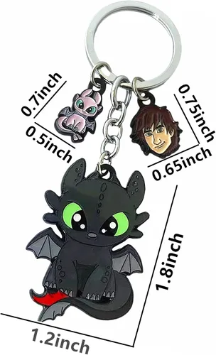 Vista 2 de QIANGAO Llavero con texto en inglés How Tran You Dragon de anime, joyería para cosplay, furia nocturna, regalo para hombres y mujeres, 2