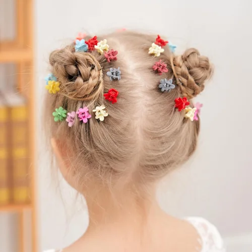 Vista 4 de 128 PCS Pinzas Mini para Cabello de Niñas Bebés Clips Tipo Garra Accesorios para Cabello con Flores Barrettes para Niñas de Escuela Niños 128