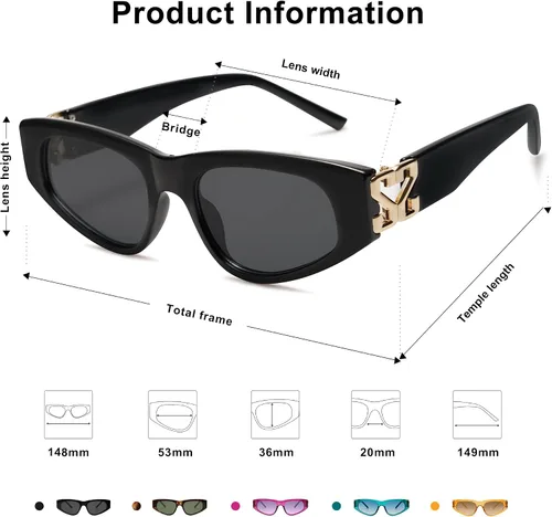 Vista 4 de SOJOS Gafas de sol polarizadas de ojo de gato de los años 90 para mujer, protección UV de moda SJ2227